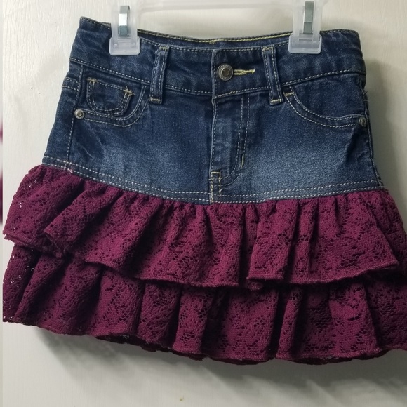 girls denim ruffle skirt